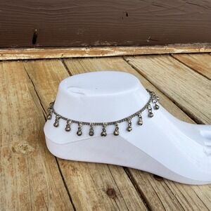 Vtg Tribal Indian Silver Tone Jingle Bell Anklet Boho Ethnic Ghungroo Payal 10"